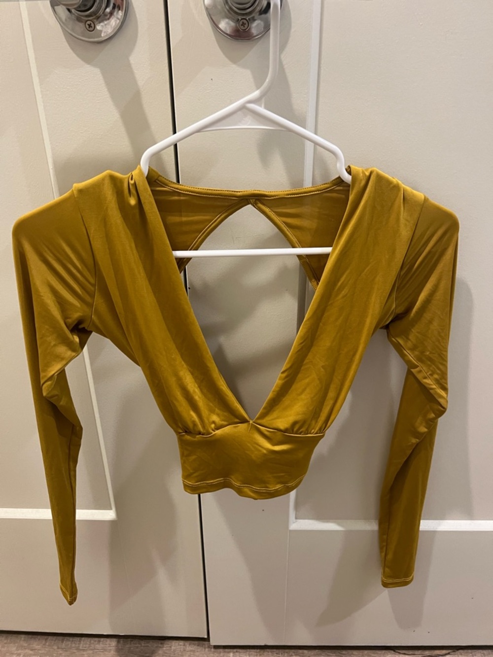 Urban Outfitters Mustard Yellow Long Sleeve Twist-Back Crop Top
